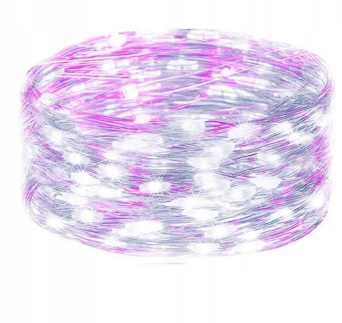 Springos LED girlianda 100 mikro lempučių, šaltai balta ir rožinė, 9,9 m