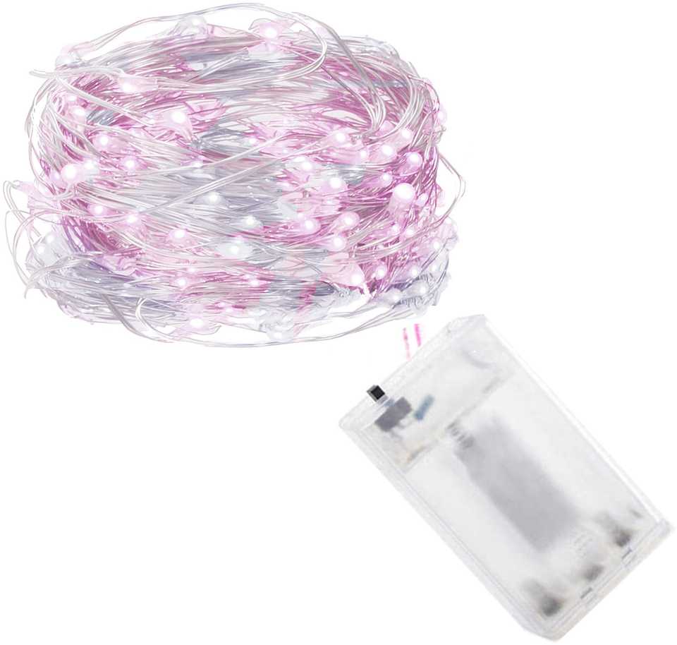 Springos LED girlianda 100 mikro lempučių, šaltai balta ir rožinė, 9,9 m