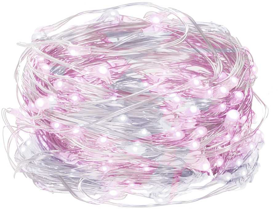 Springos LED girlianda 100 mikro lempučių, šaltai balta ir rožinė, 9,9 m