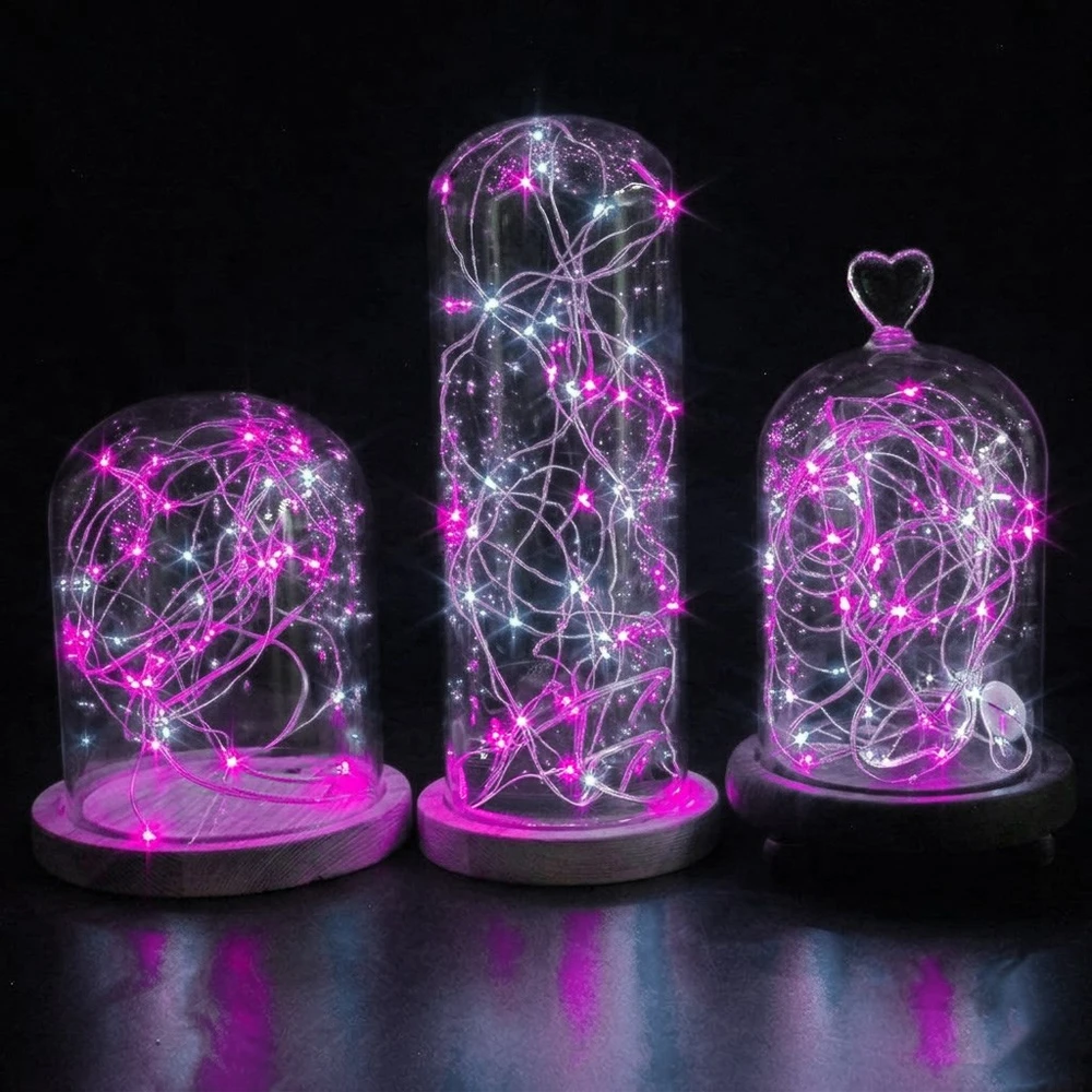 Springos LED girlianda 100 mikro lempučių, šaltai balta ir rožinė, 9,9 m