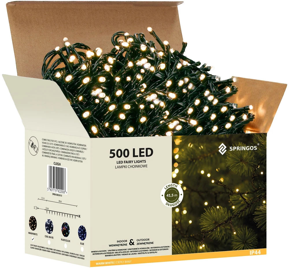 Kalėdinės girliandos Springos 500 LED 31,5 m šiltai baltos