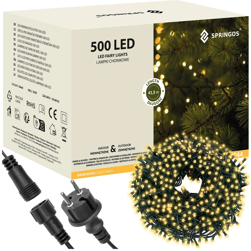Kalėdinės girliandos Springos 500 LED 31,5 m šiltai baltos