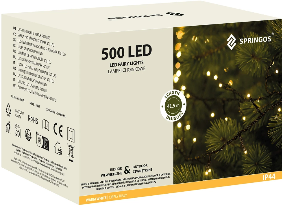 Kalėdinės girliandos Springos 500 LED 31,5 m šiltai baltos