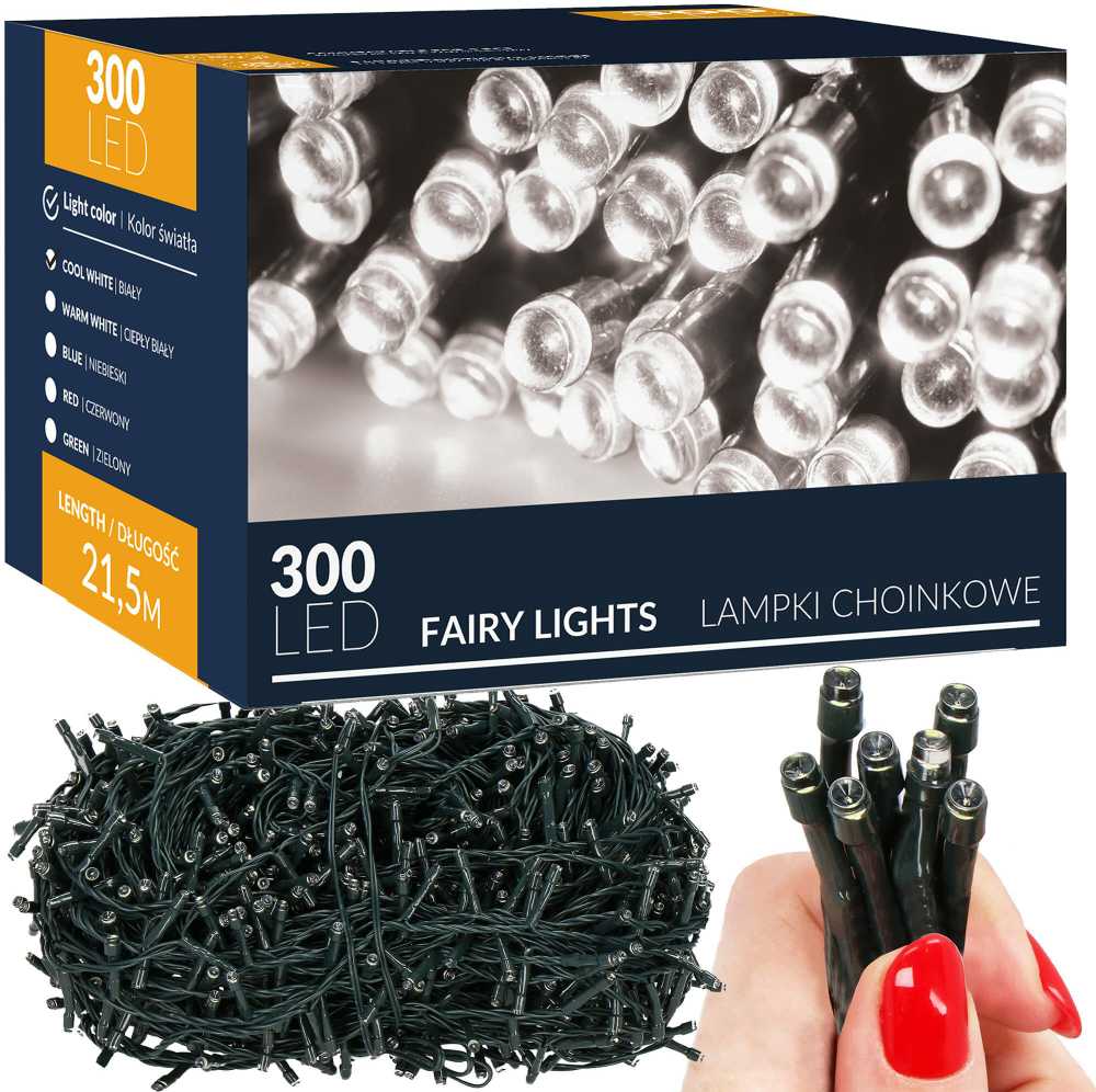 Kalėdinės lemputės Springos 300 LED, 21 m, šaltai balta