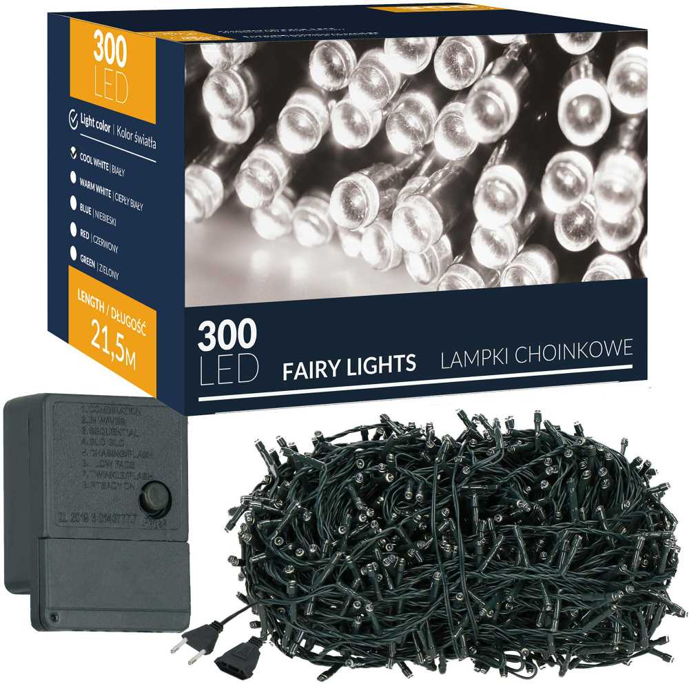 Kalėdinės lemputės Springos 300 LED, 21 m, šaltai balta