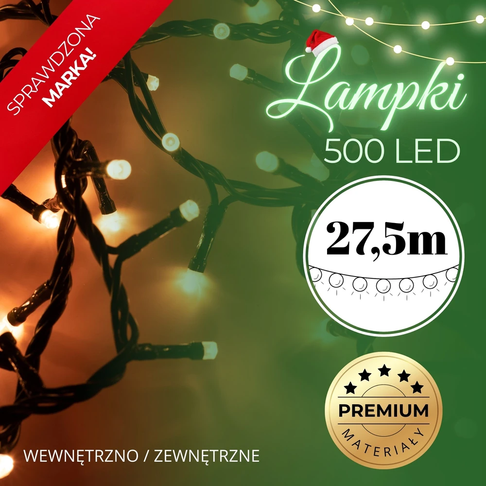 Kalėdų girlianda Springos 500 LED, 27,5 m, šiltai balta