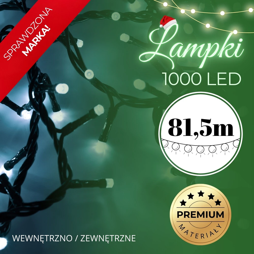 Kalėdinės lemputės Springos 1000 LED 60 m