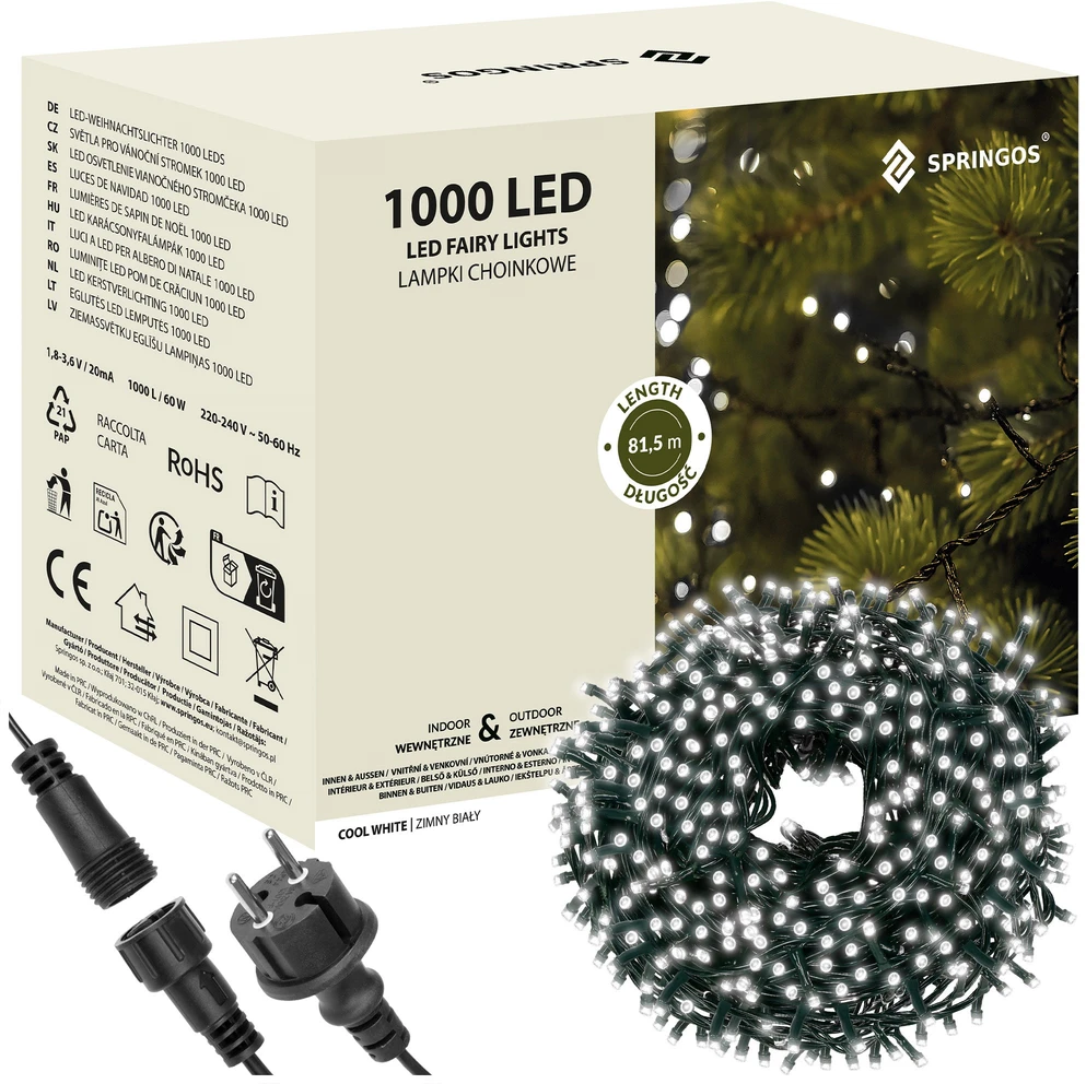 Kalėdinės lemputės Springos 1000 LED 60 m