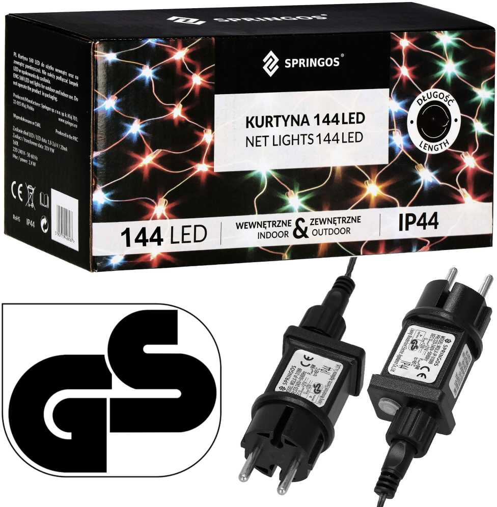 Užuolaidinė girlianda Springos 144 LED, 2x2 m