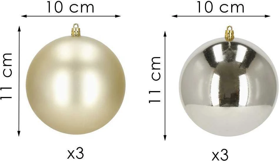 Kalėdiniai žaisliukai Springos 10 cm, 6 vnt.