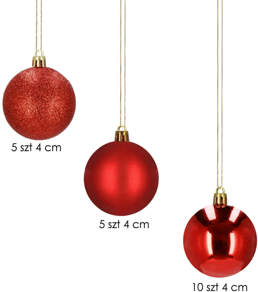 Kalėdiniai žaisliukai Springos 4 cm, 20 vnt.