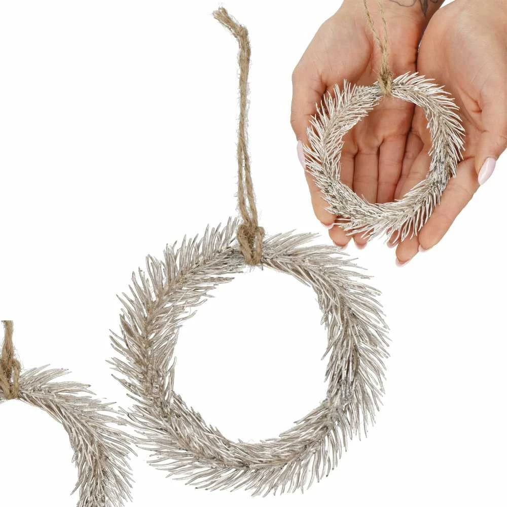 Dekoratyvinė šaka Springos, 10 cm, ruda/žalia/sidabrinė
