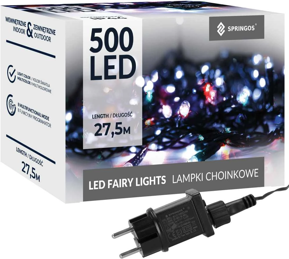Kalėdų eglutės girlianda Springos 500 LED 27,5 m su 8 apšvietimo režimais