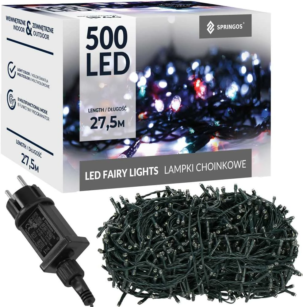 Kalėdų eglutės girlianda Springos 500 LED 27,5 m su 8 apšvietimo režimais