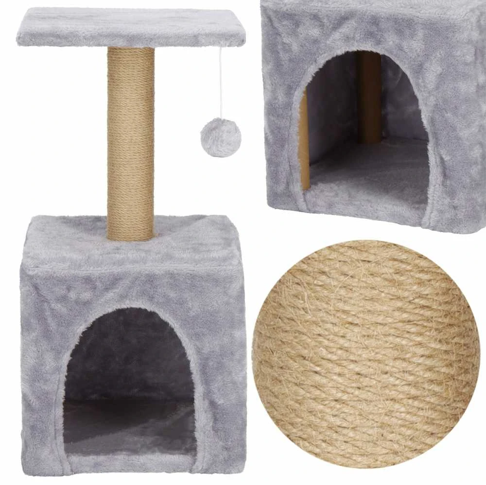 Kačių draskyklė su nameliu Springos PA1032, 31 cm x 31 cm x 62 cm