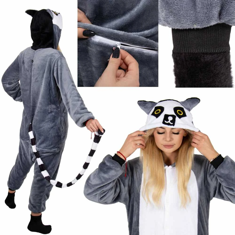 Kigurumi pižama su lemūro raštu Springos HA7343, dydis M