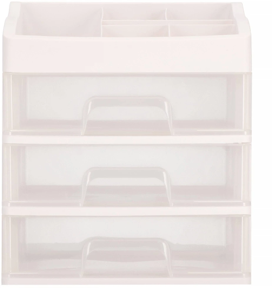 Springos Kosmetikos priemonių dėžutė BEAUTY BOX 3 DRAWERS OPEN CREAM