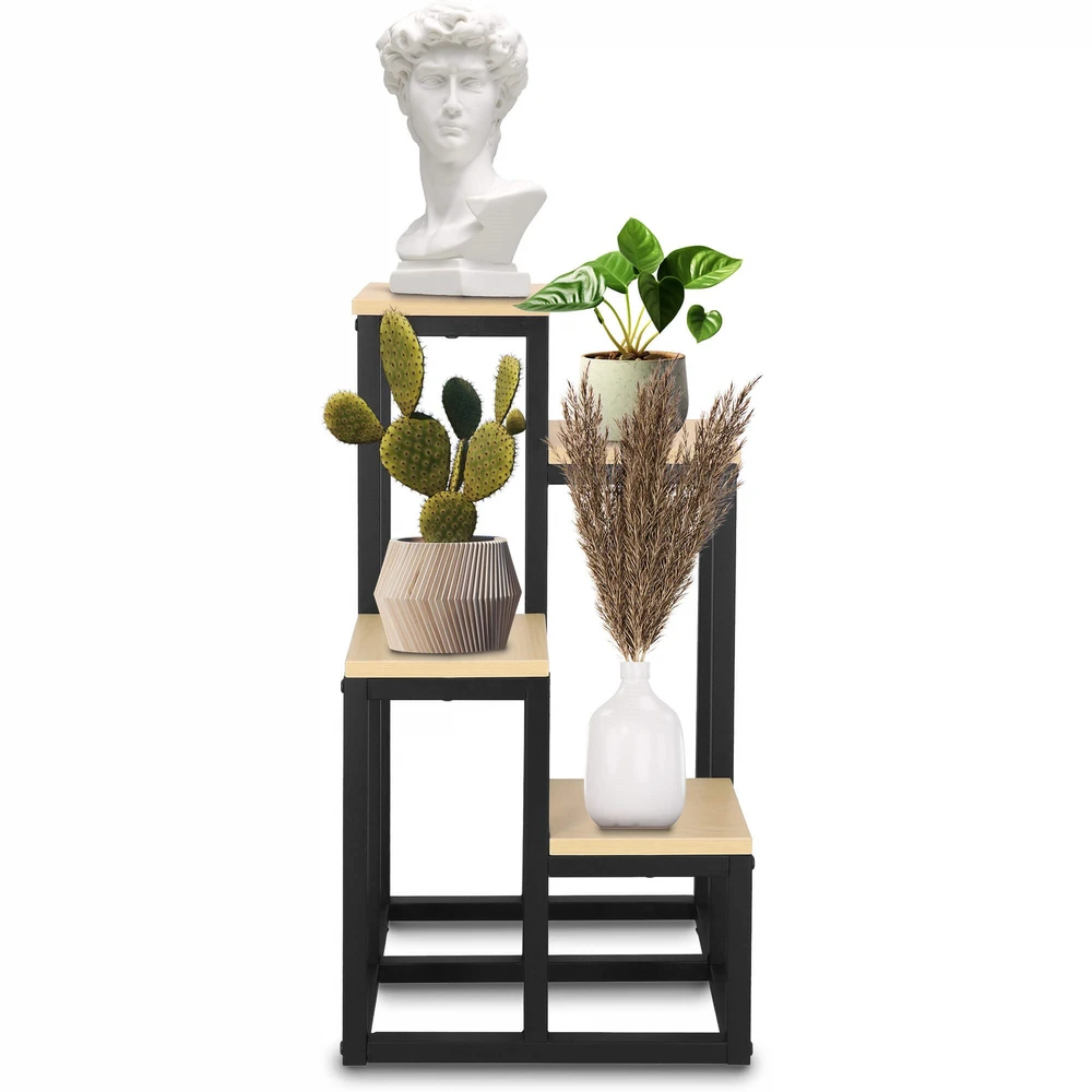Gėlių stovas Springos GA0206 su 4 lentynomis, 67,5 cm, juoda/šviesiai ruda