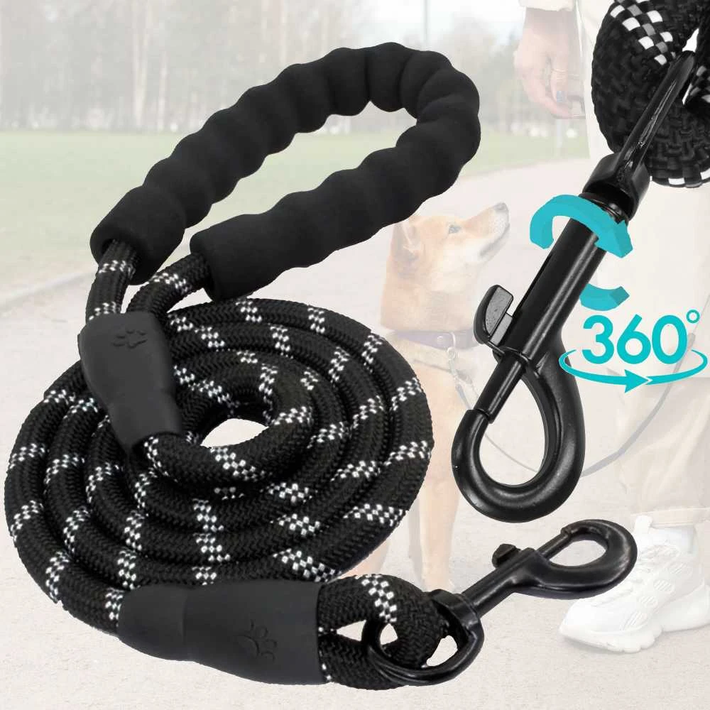 Pavadėlis Springos PA0332 šunims 5 m juodai baltas
