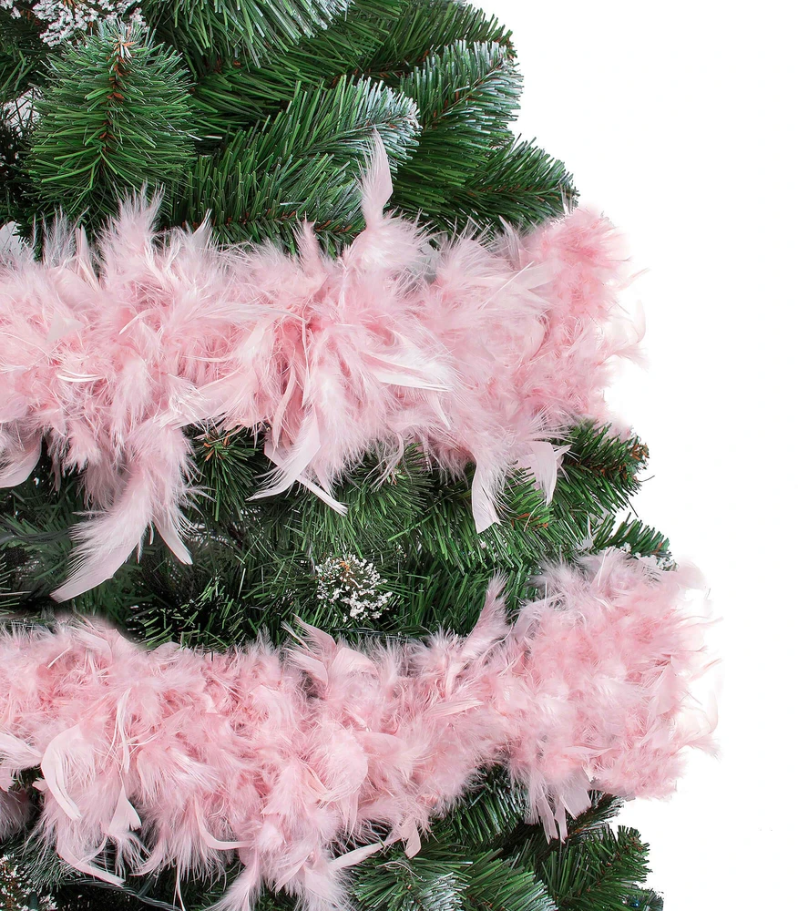 Plunksnų girlianda Springos 300 cm rožinė