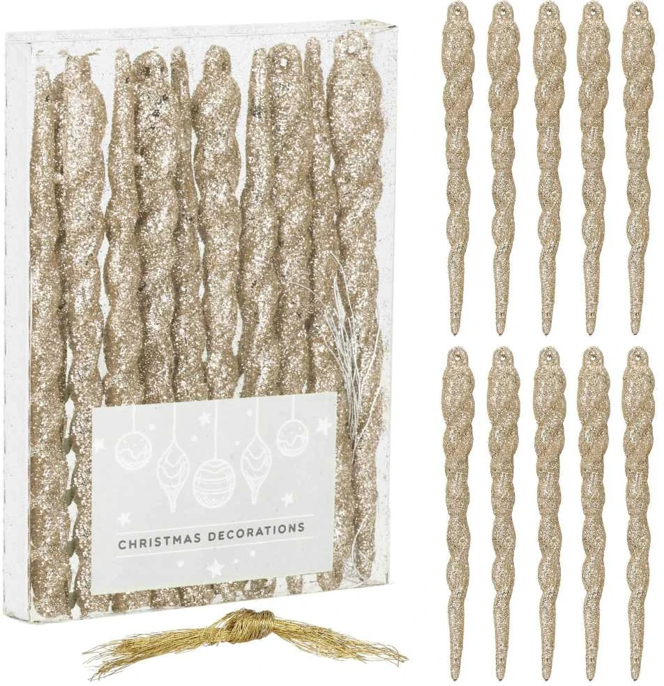 Kalėdiniai eglutės papuošimai Springos 12 cm, auksiniai