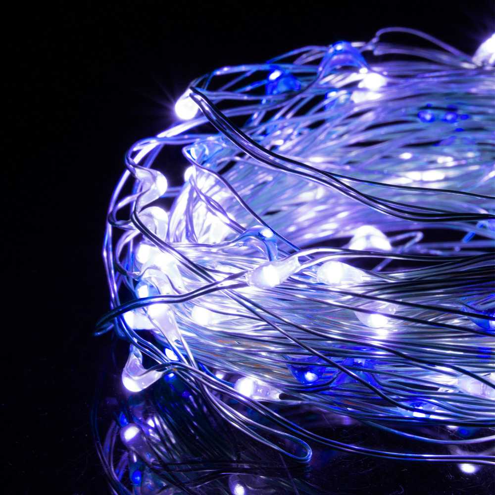 Springos Mikrolempų girlianda su 100 LED diodų, šalta balta + mėlyna, 9.9 m