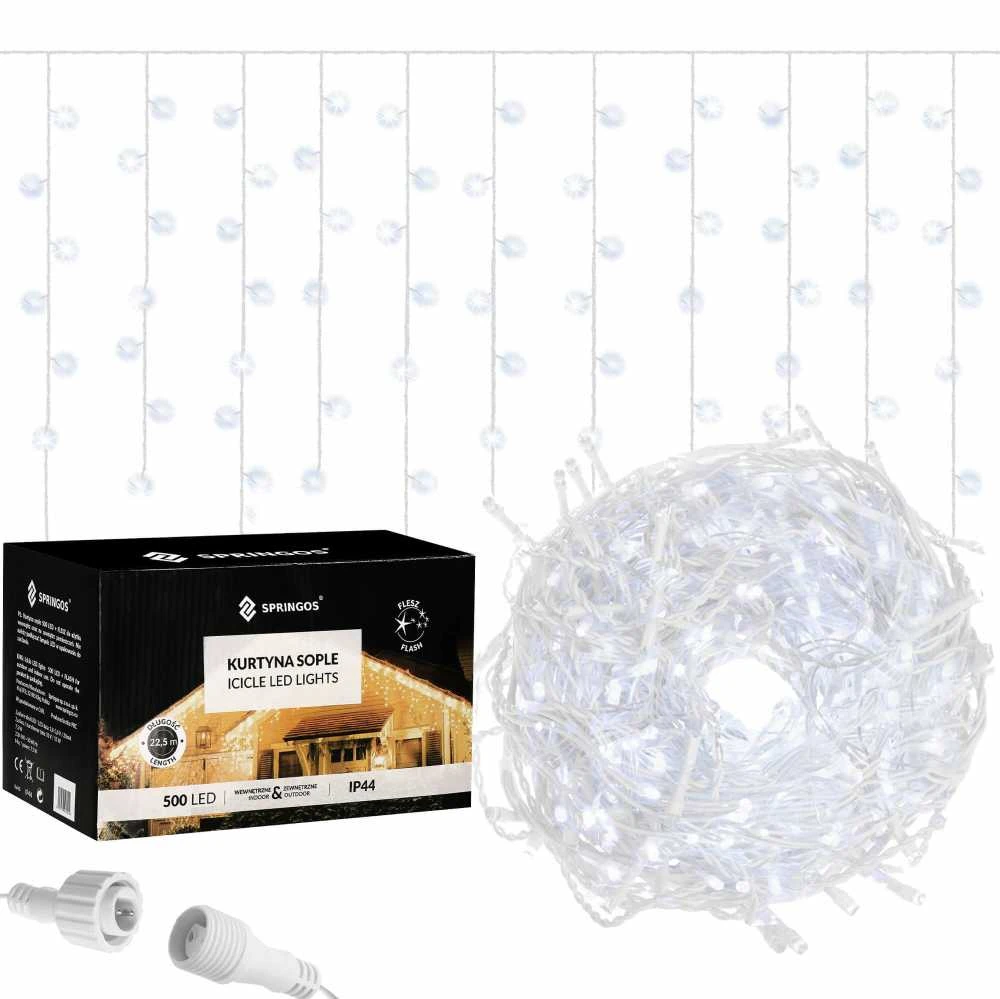 Kalėdinės lemputės Springos 500 LED, 20 m, šaltai baltos, lauko ir vidaus naudojimui