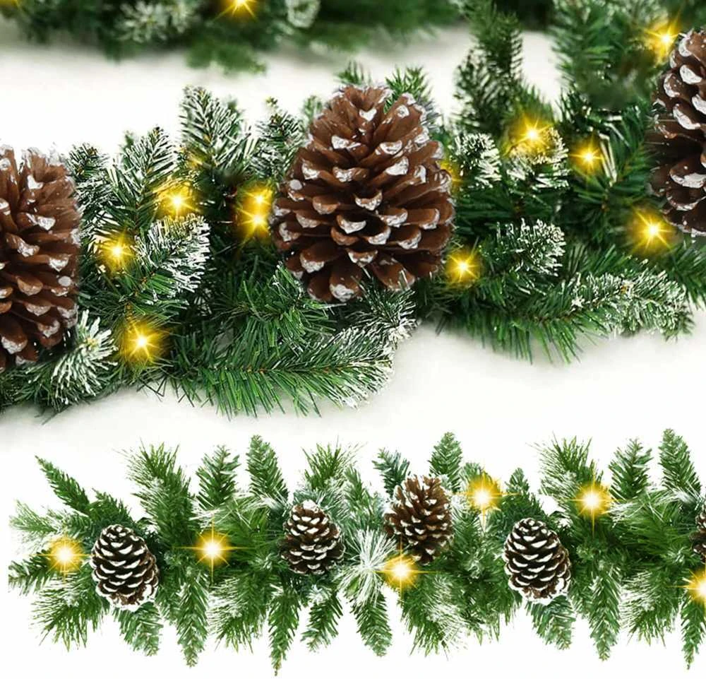 Kalėdinė girlianda Springos su kankorėžiais ir LED apšvietimu, 280 cm
