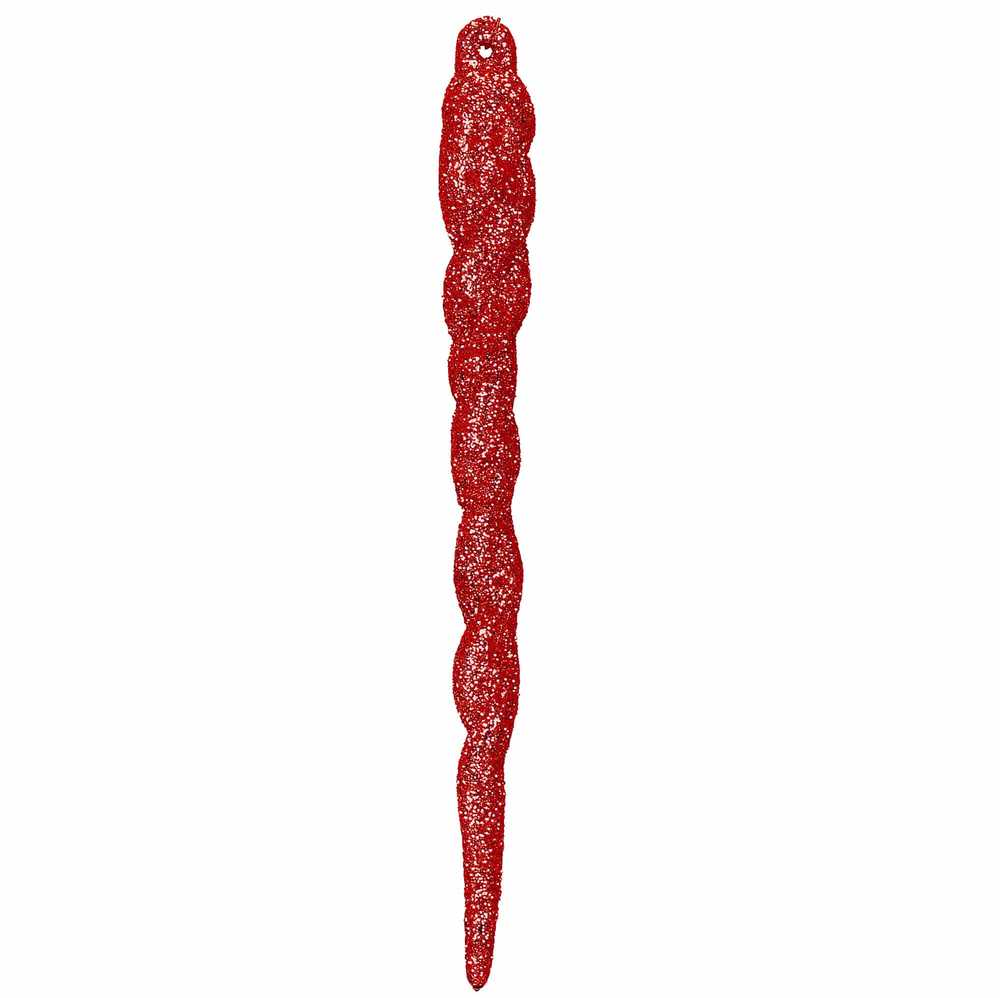 Springos Kalėdinių eglutės žaisliukų, varveklių, 10 vnt., nedūžtančių dekoracijų, 12 cm, raudonos spalvos, blizgučiais