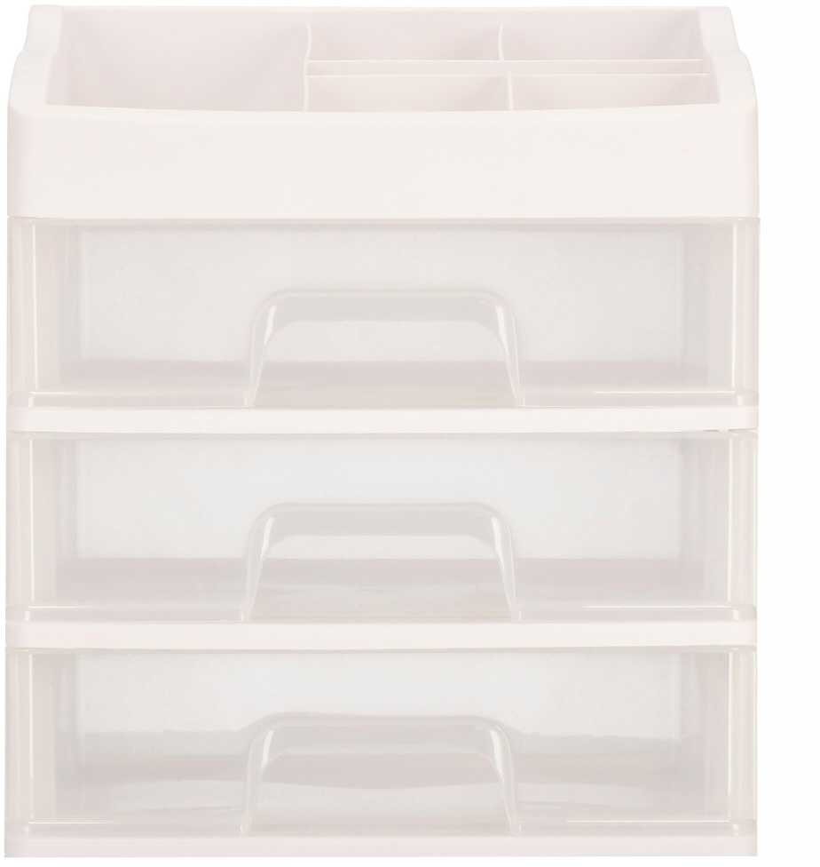 Springos Kosmetikos priemonių dėžutė BEAUTY BOX 3 DRAWERS OPEN CREAM