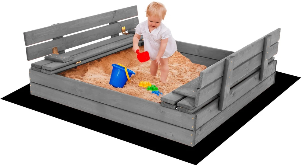Springos Premium medinė smėlio dėžė SBP120SET01X 120 x 120 cm komplektas