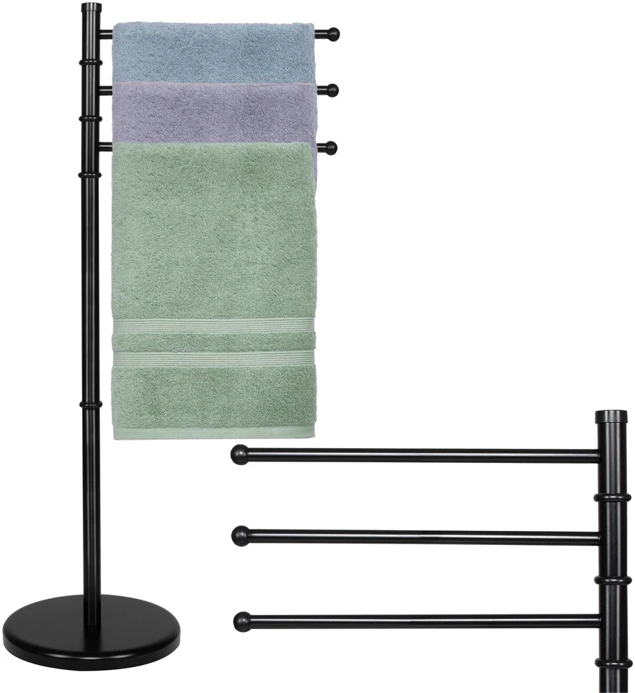 Springos Rankšluosčių stovas su 3 pasukamais laikikliais, juodas, 86 cm