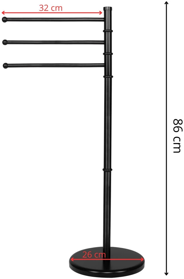 Springos Rankšluosčių stovas su 3 pasukamais laikikliais, juodas, 86 cm