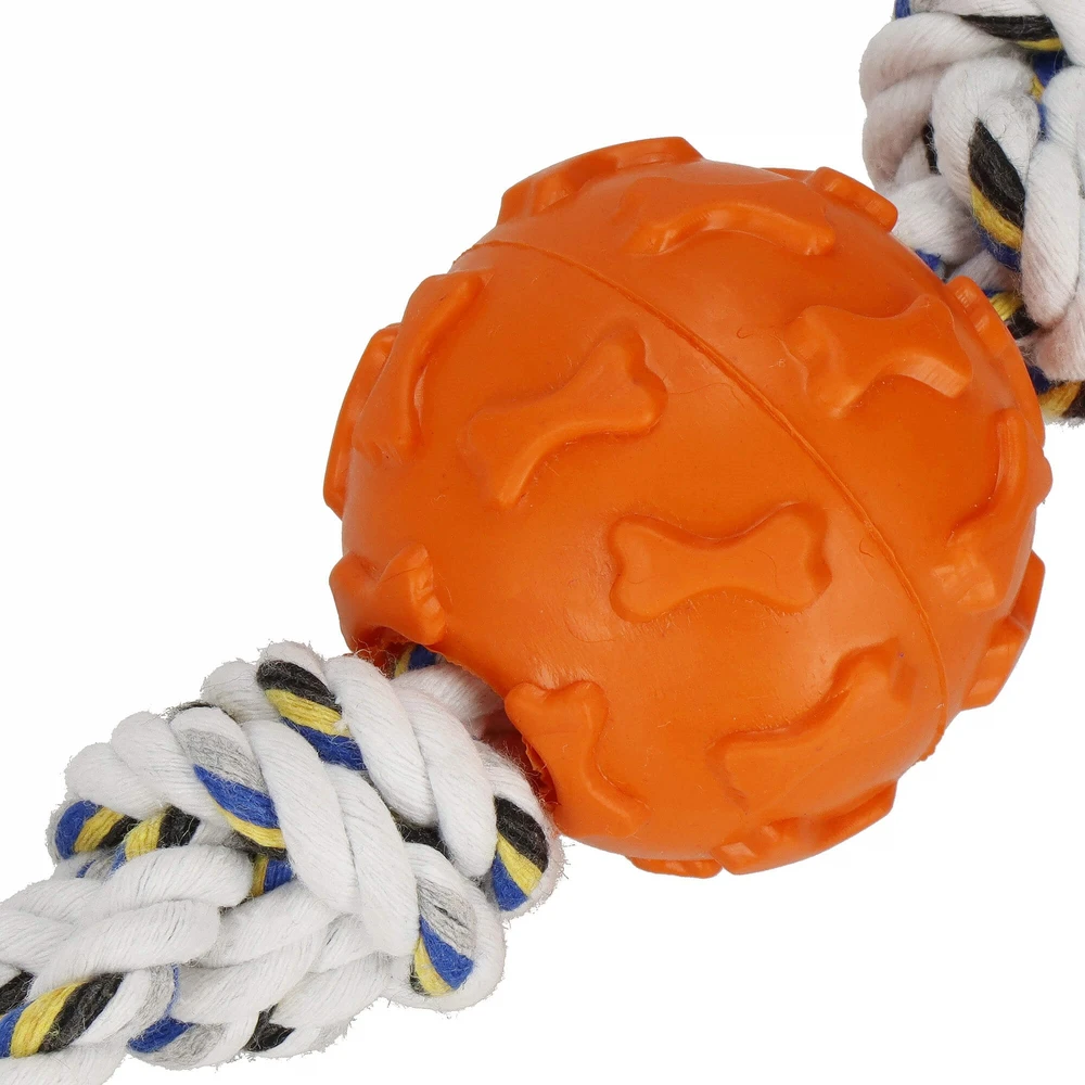 Šunų žaislas Springos guminis su virve 38 cm