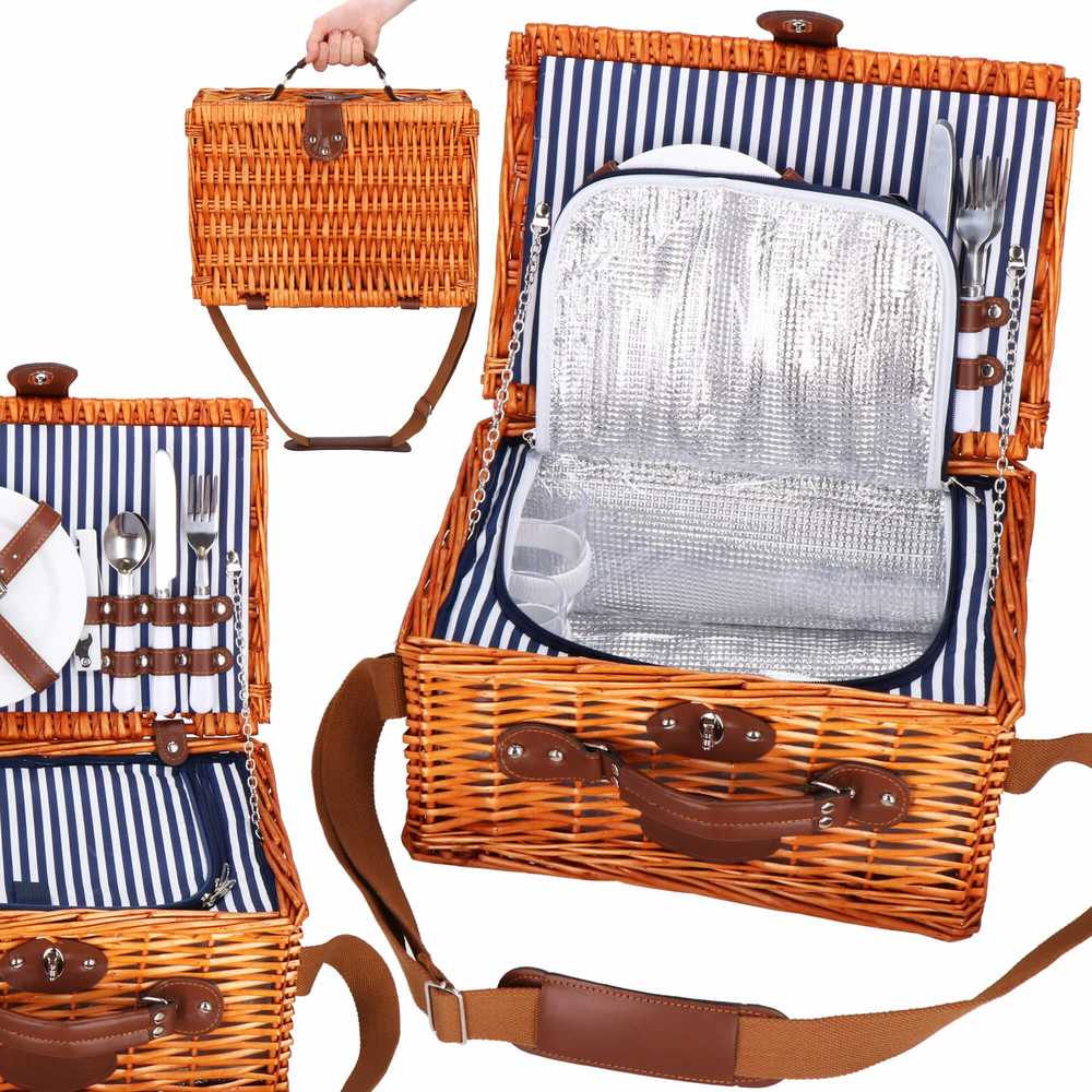 Springos Pikniko krepšelis su termodeže, 2 asmenims, rudas, 37 × 27 × 20 cm