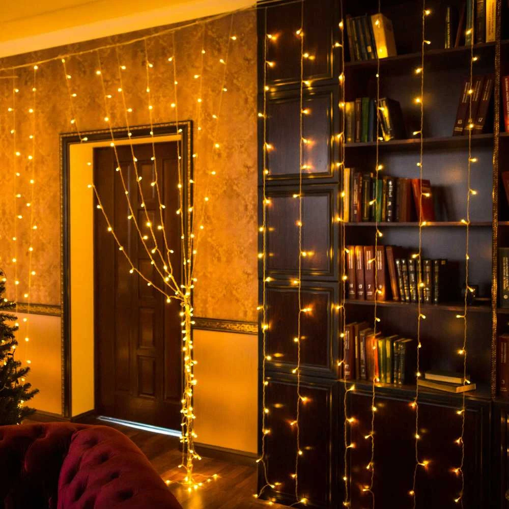 Šviesos užuolaida Springos 200 LED, šiltai balta, 5 m