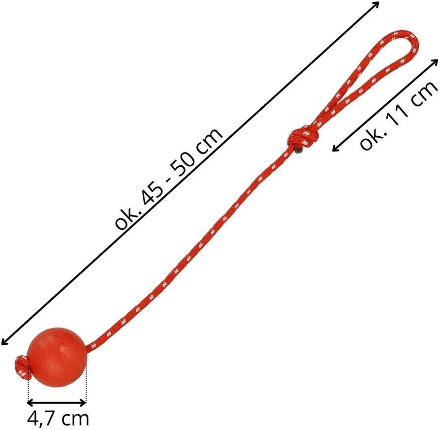 Springos šunų žaislas su virve ir kamuoliuku, 50 cm