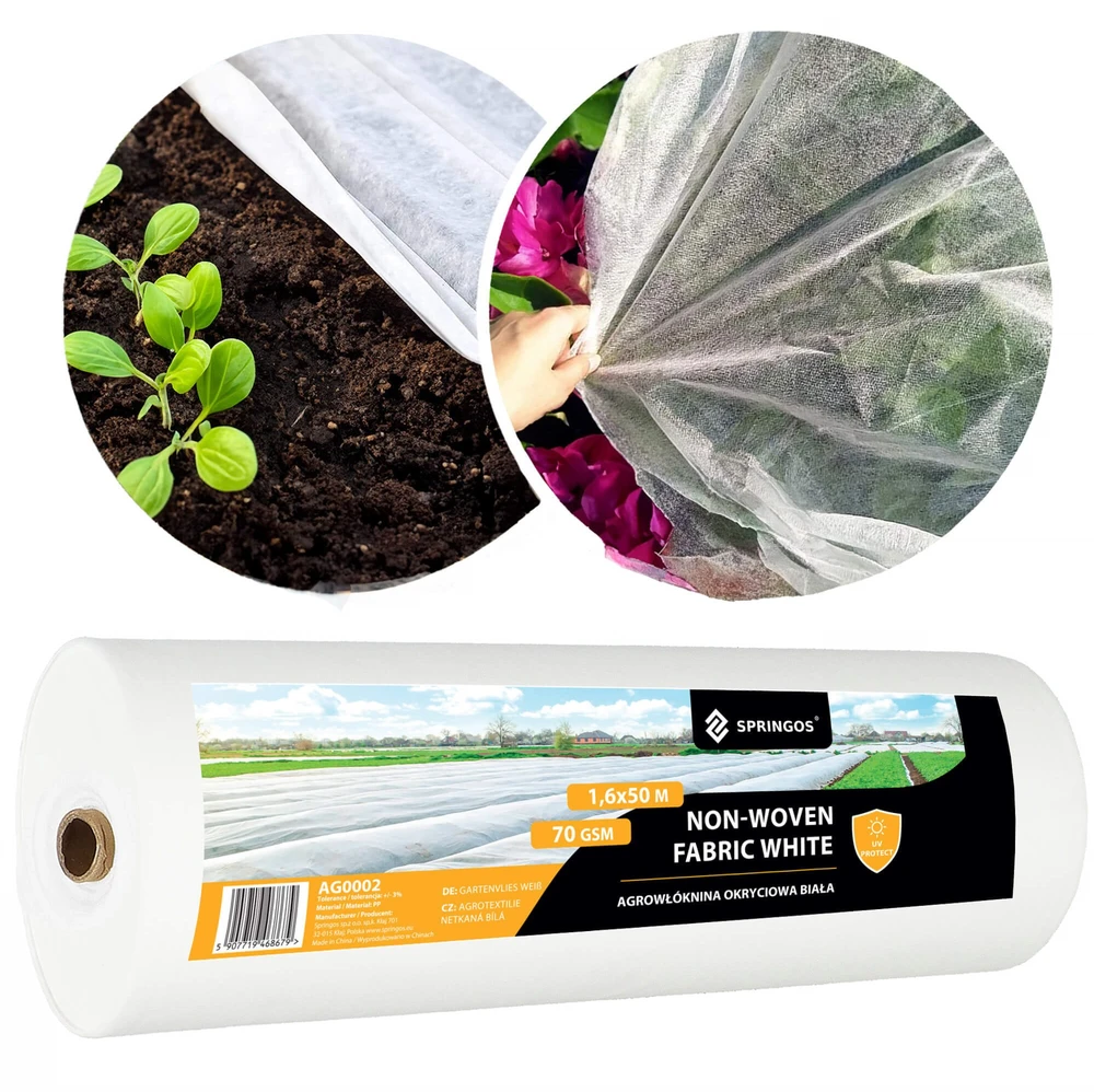 Agrotekstilė Springos AG0002, 70 g/m2, 50x1,6 m, balta