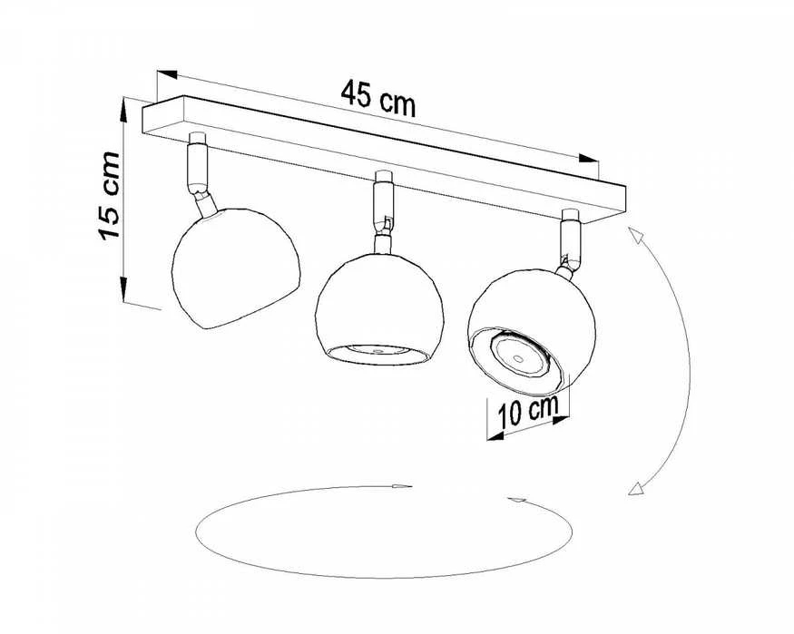 Sollux Lighting Lubinis šviestuvas OCULARE 3 juodas