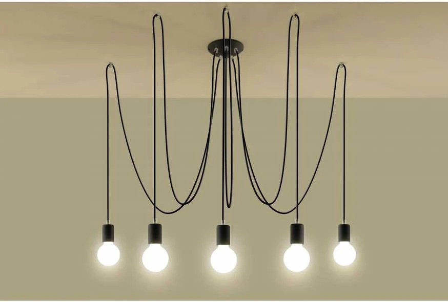Lubinis šviestuvas Sollux Pakabinamas šviestuvas EDISON 5 juodas
