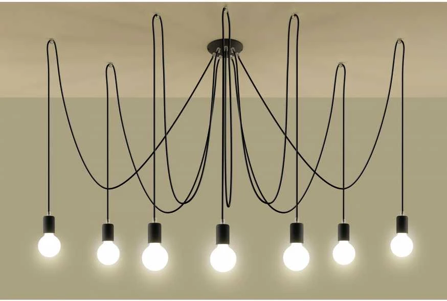 Lubinis šviestuvas Sollux Pakabinamas šviestuvas EDISON 7 juodas