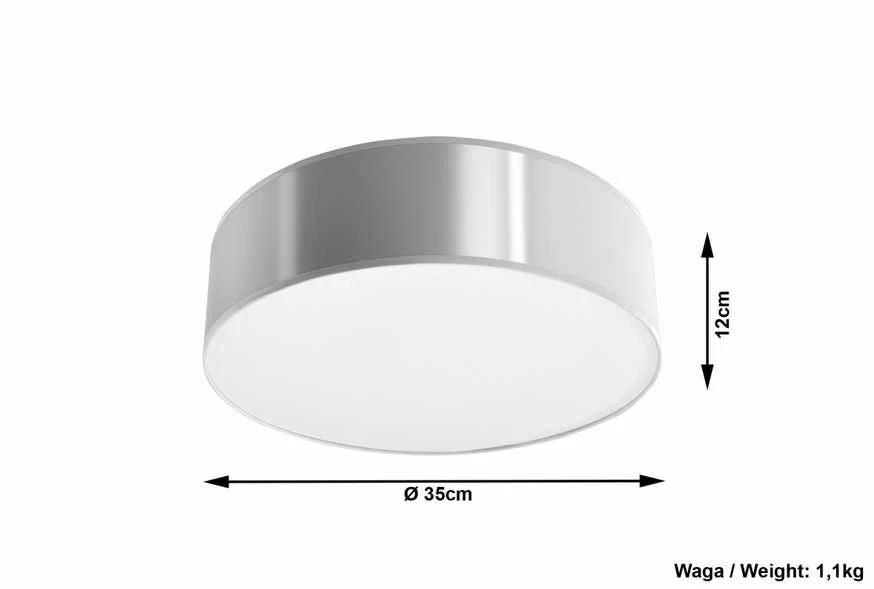 Lubinis šviestuvas Sollux Lighting Sollux Plafonas ARENA 35 pilkas