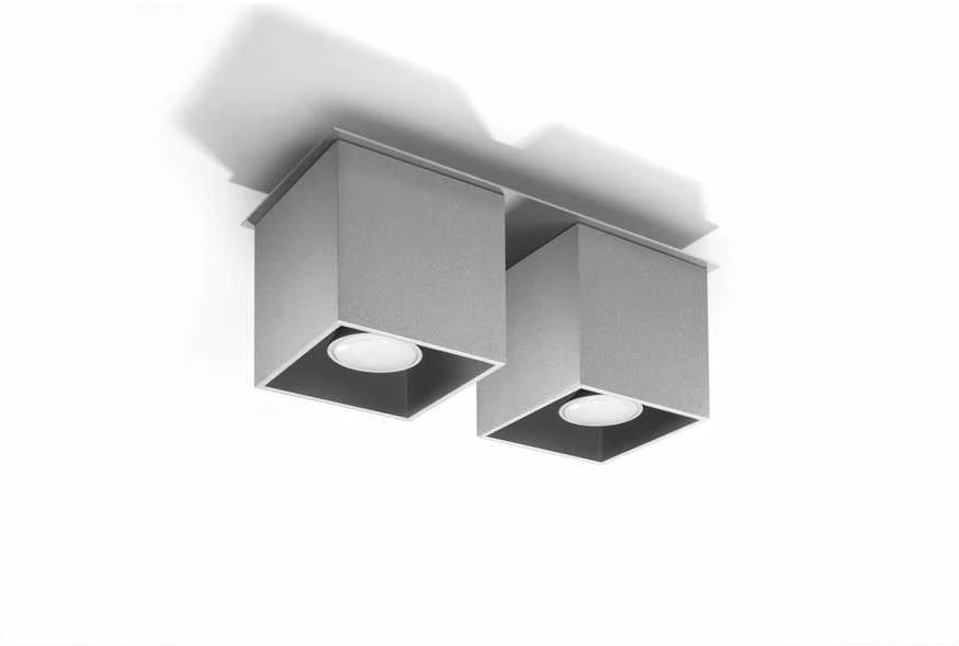 Lubinis šviestuvas Sollux Plafonas QUAD 2 pilkas
