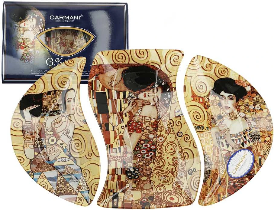 Camani Carmani Lėkštės iš stiklo 3vnt, G.Klimt
