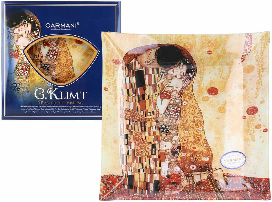 Camani Lėkštė stiklinė 30x30cm G.Klimt "Bučinys"