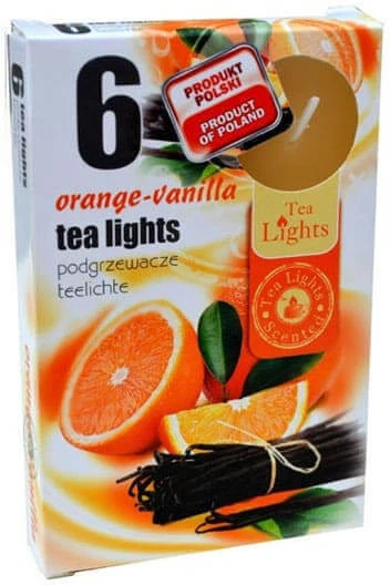 Admit Arbatinės kvepiančios žvakutės Oranžinis Vanilla 6vnt