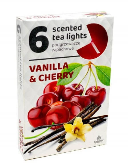 Admit Arbatinės kvepiančios žvakutės Vanilla & Cherry 6vnt