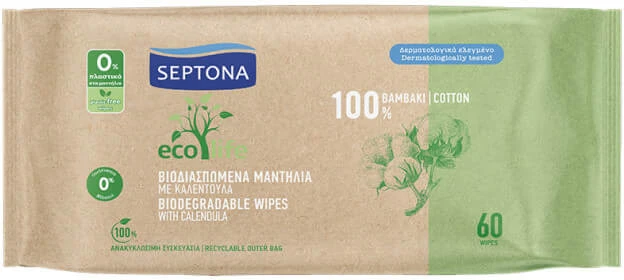 Drėgnos servetėlės vaikams SEPTONA ecolife Medetka 60vnt