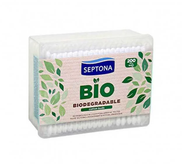 Higieniniai vatos pagaliukai Septona dėžutėje BIO 200vnt