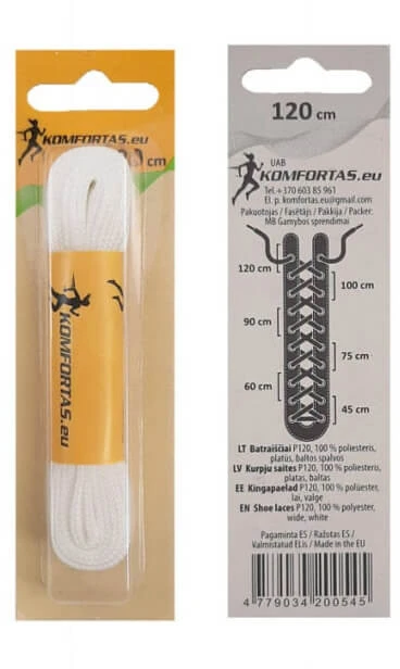 Komfortas Batraiščiai platūs baltos spalvos 120cm